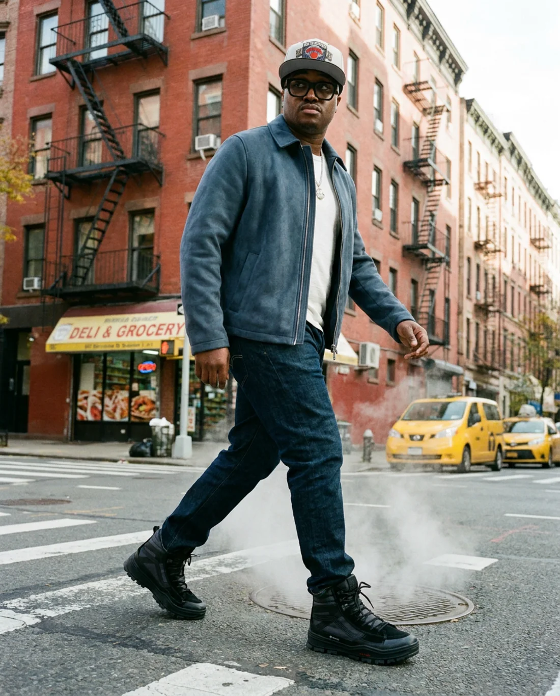 Dex, the founder of ContentPad, crossing a New York street